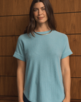 Cashmere Duck Egg Blue Short Sleeve Knit