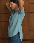 Cashmere Duck Egg Blue Short Sleeve Knit