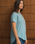 Cashmere Duck Egg Blue Short Sleeve Knit