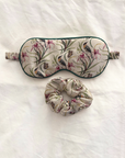 "Eastern Honeyeater and Orchid" Silk Eye Mask and Scrunchie - Cara Cashmere