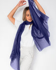 NEW Aura Cashmere Scarf - Navy - Cara Cashmere