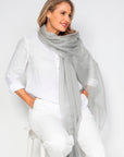 NEW Aura Cashmere Scarf - Silver - Cara Cashmere