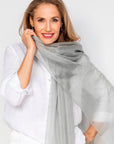 NEW Aura Cashmere Scarf - Silver - Cara Cashmere