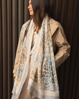 Cashmere Silk Neutrals Faded Leopard Scarf - Pre Order - Cara Cashmere