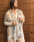 Cashmere Silk Neutrals Faded Leopard Scarf - Pre Order - Cara Cashmere