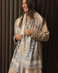 Cashmere Silk Neutrals Faded Leopard Scarf - Pre Order - Cara Cashmere