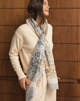 Cashmere Silk Neutrals Faded Leopard Scarf - Pre Order - Cara Cashmere