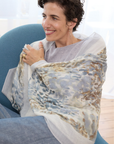 Cashmere Silk Neutrals Faded Leopard Scarf - Cara Cashmere