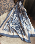 Cashmere Silk Indigo Faded Leopard Scarf
