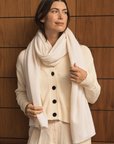 Ivory Cashmere Wrap - Cara Cashmere