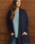 Navy Longline Silk Cashmere Cardigan