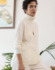 Merino Cashmere Ivory Melange Harmony Knit - Cara Cashmere
