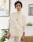 Merino Cashmere Ivory Melange Harmony Knit - Cara Cashmere