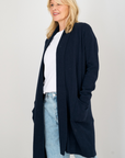 Merino Cashmere Navy Cascade Longline Cardigan