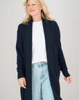 Merino Cashmere Navy Cascade Longline Cardigan
