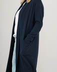 Merino Cashmere Navy Cascade Longline Cardigan