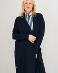 Merino Cashmere Navy Cascade Longline Cardigan