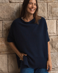 Cashmere Navy Oversized Knit - Cara Cashmere