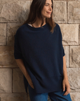 Cashmere Navy Oversized Knit - Cara Cashmere