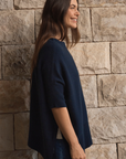 Cashmere Navy Oversized Knit - Cara Cashmere
