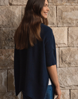 Cashmere Navy Oversized Knit - Cara Cashmere