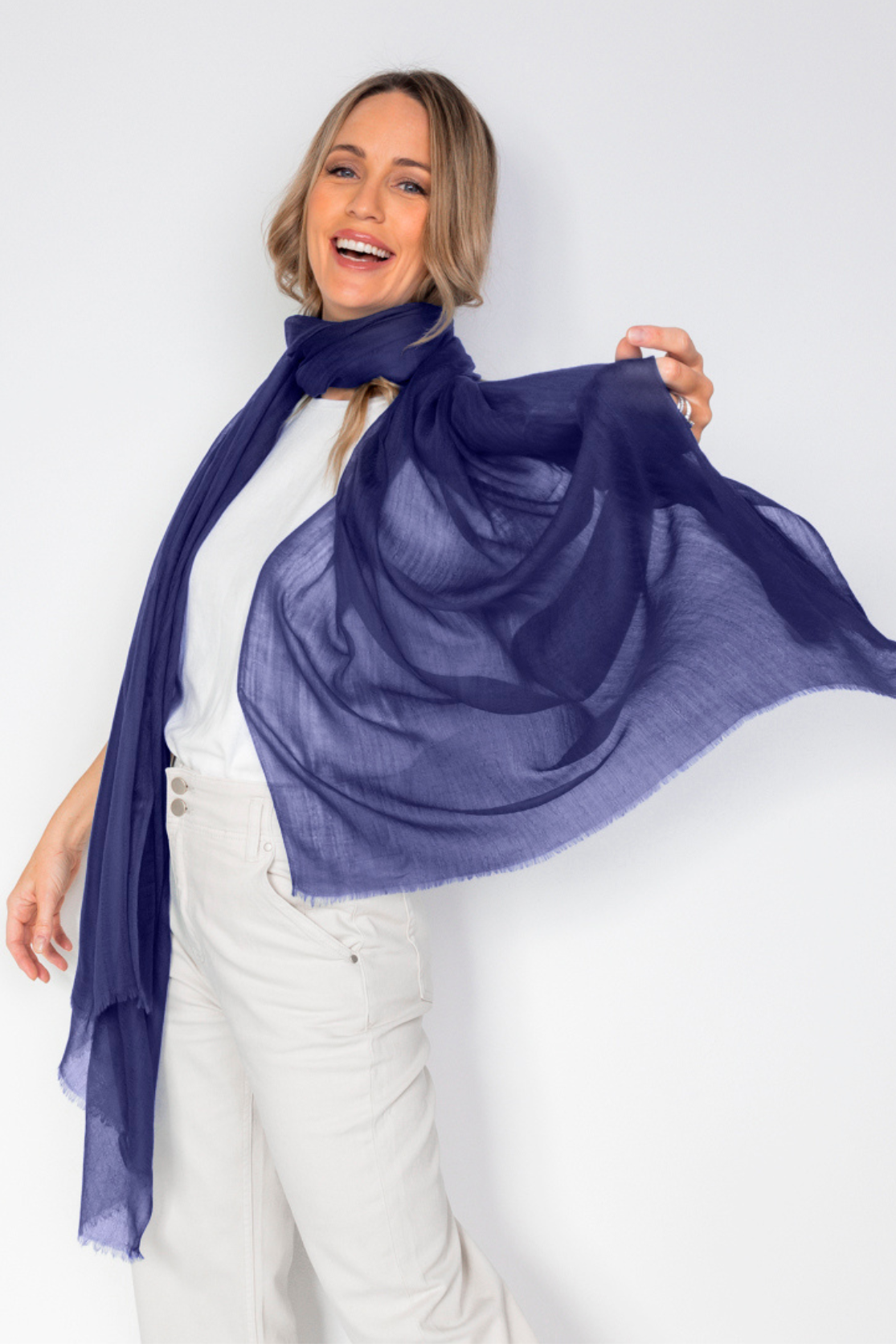 Navy cashmere scarf 2024 womens