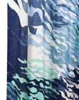 Cashmere Silk Blues Abstract Waves Scarf - Cara Cashmere