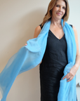 Cashmere Sky Blue Aura Scarf - Cara Cashmere