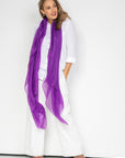 Royal Purple Aura Cashmere Scarf PRE-ORDER with FREE Camellia Brooch - Cara Cashmere
