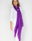 Royal Purple Aura Cashmere Scarf PRE-ORDER with FREE Camellia Brooch - Cara Cashmere