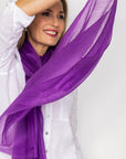 Royal Purple Aura Cashmere Scarf PRE-ORDER with FREE Camellia Brooch - Cara Cashmere