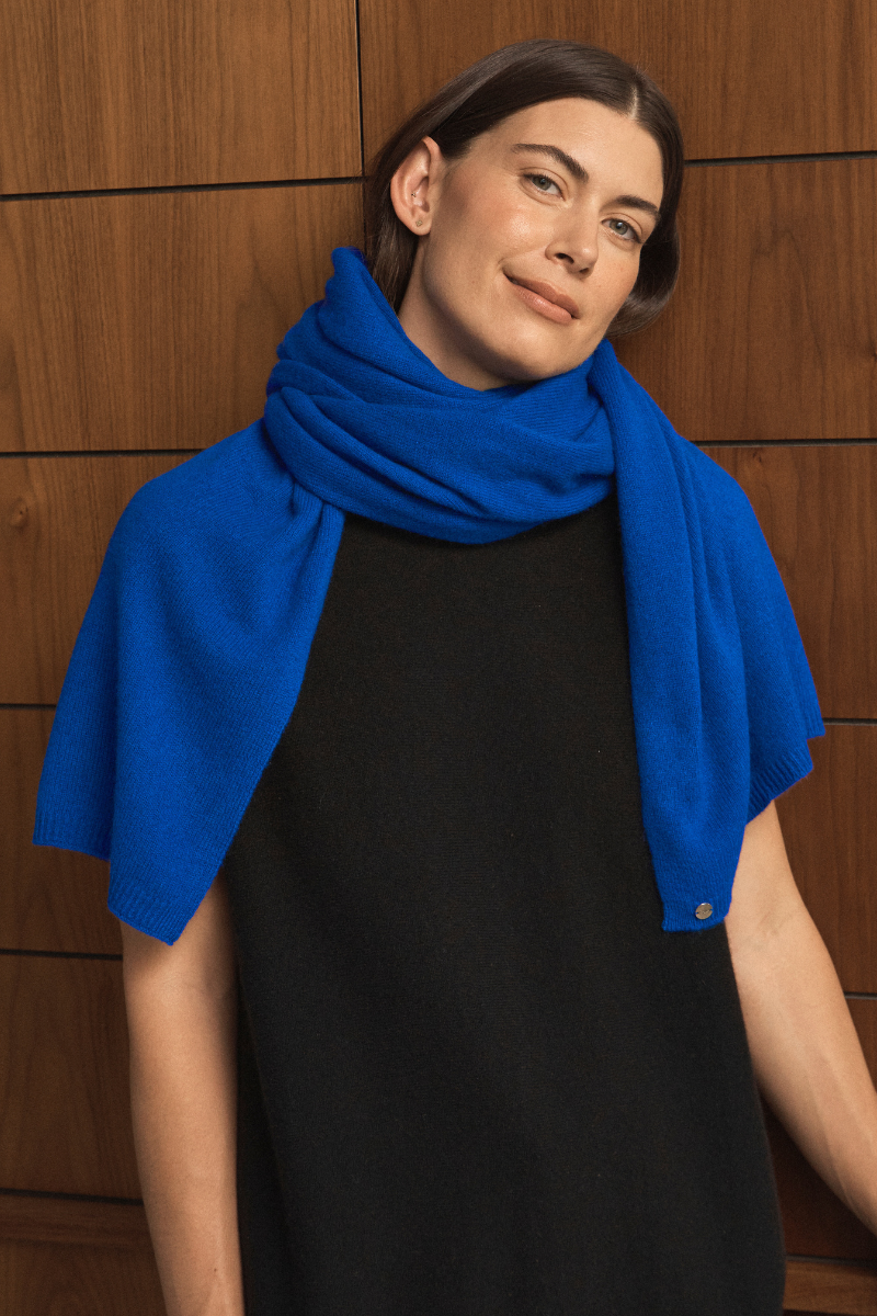 Cashmere Sapphire Blue Wrap - Cara Cashmere