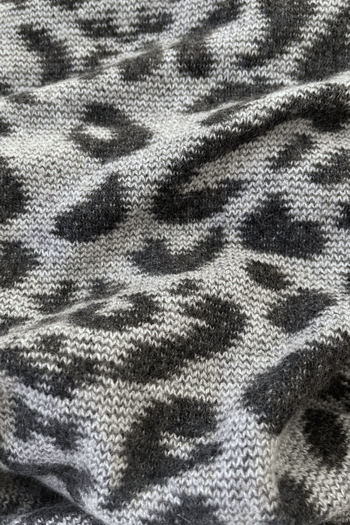 Cashmere Leopard Poncho - Grey