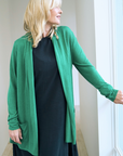 Silk Cashmere Apple Green Longline Cardigan