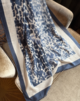 Cashmere Silk Indigo Faded Leopard Scarf - Cara Cashmere