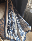 Cashmere Silk Indigo Faded Leopard Scarf