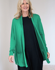 Silk Cashmere Apple Green Longline Cardigan