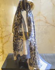 Cashmere Silk Indigo Faded Leopard Scarf