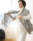 Cashmere Snow Cara Leopard Scarf