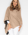 Cashmere Black and Oat Reversible Poncho