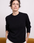 Cashmere Black Serene Crew Sweater classic black cashmere crew knit with a relaxed silhouette and ribbed trims for effortless everyday sophistication