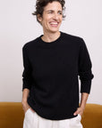 Cashmere Black Serene Crew Sweater - Cara Cashmere