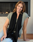 Cashmere Black Lara Scarf - Cara Cashmere
