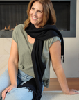 Cashmere Black Lara Scarf - Cara Cashmere