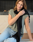Cashmere Black Lara Scarf - Cara Cashmere
