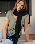 Cashmere Black Lara Scarf - Cara Cashmere