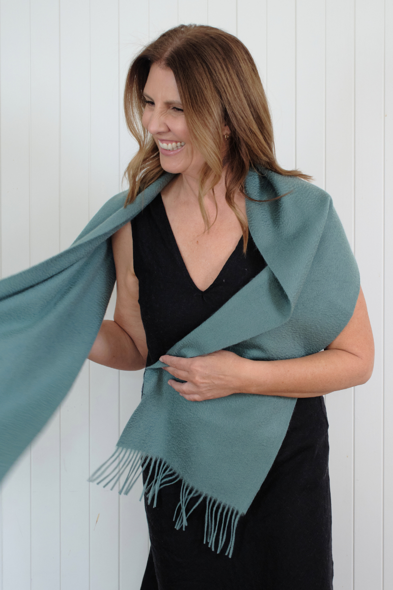 Cashmere Green Lara Scarf - Cara Cashmere