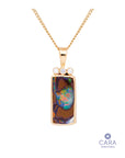 Boulder Opal and Diamond Gold Pendant CGN022022 - Cara Cashmere