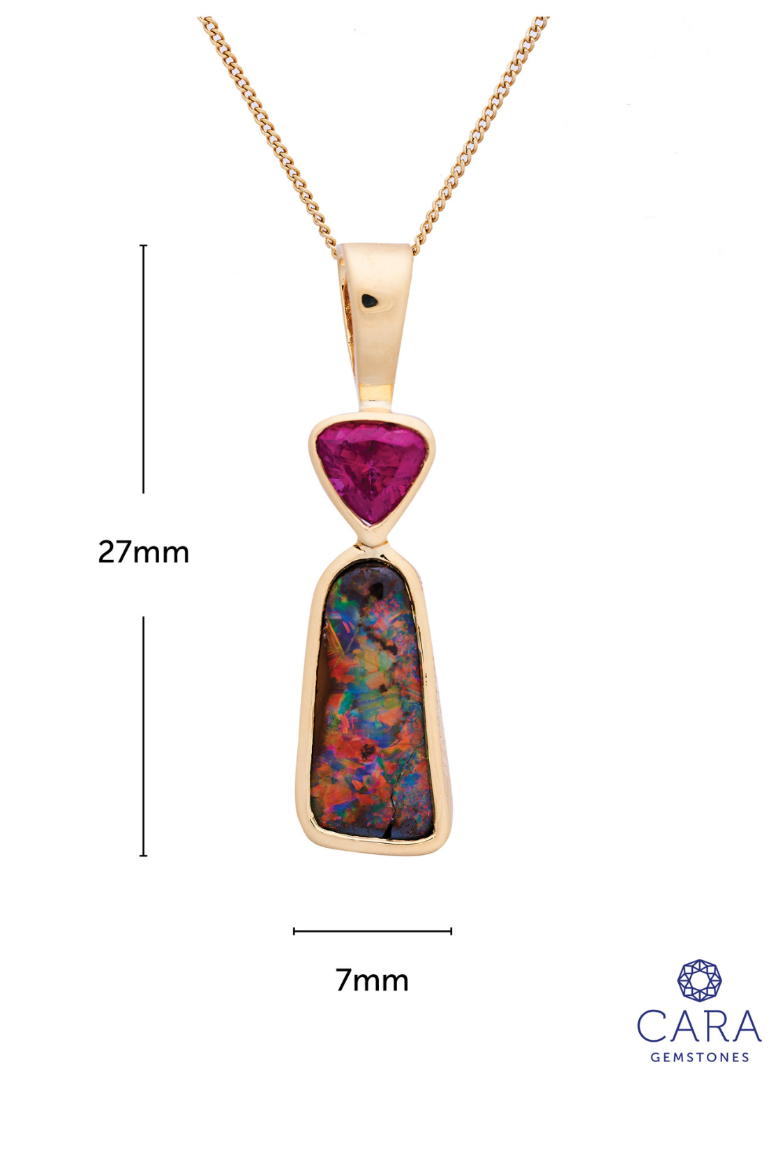 Boulder Opal and Ruby Gold Pendant - Cara Cashmere
