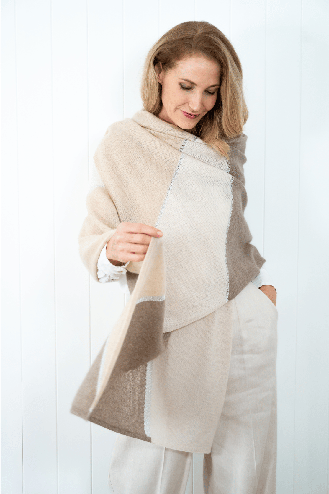 Cashmere City Wrap - Latte - Cara Cashmere